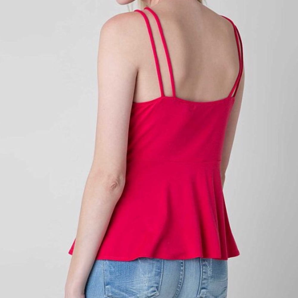 Lattice peplum tank top by BKE red in BLACK - Picture 4 of 4